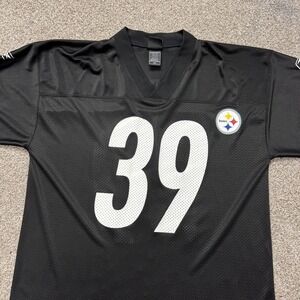 Y2K Pittsburgh Steelers Jersey Mens Large Black Football Reebok Willie Parker 39